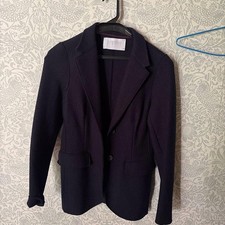 Harris Wharf London Zip-Front Bomber Jacket Blue Tick-Weave Wool — listing 3