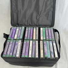 Vintage Lot of 60 Gospel Music Cassette Tapes in Soft Dual Side Travel Case