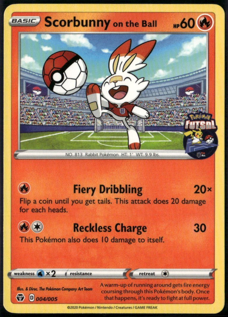 Scorbunny on the Ball 4/5 Pokemon Futsal Collection LP Pokemon Card