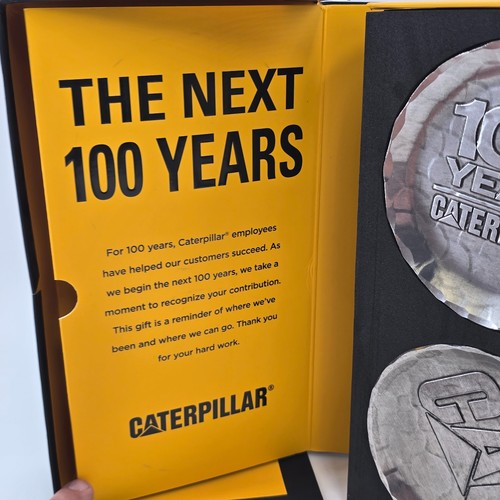 CATERPILLAR 100 Years Anniversary Coaster Set Metal Drink Coasters w Display Box - Picture 4 of 20