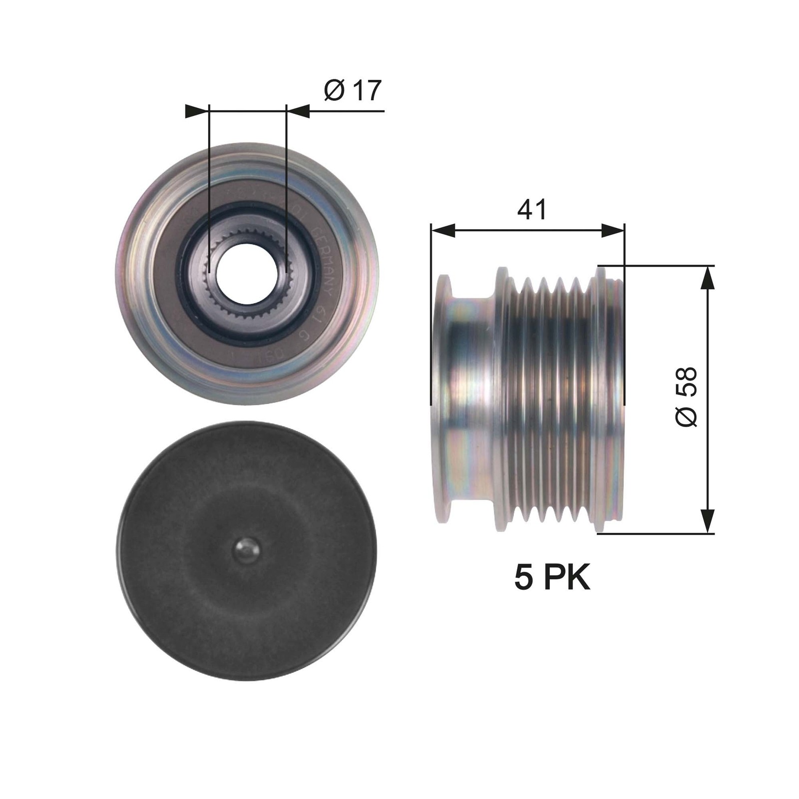 Overrunning Alternator Pulley fits VOLVO V50 545 2.0D 10 to 12 Clutch Gates New