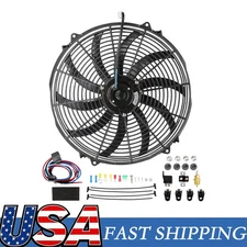16" High Performance 12V Electric Slim Radiator Cooling Fan w/Mounting Kit NEW