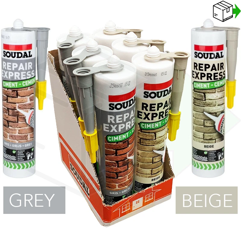 1 3 6x Relleno de huecos y grietas de cemento Soudal Repair Express 300 ml beige o gris