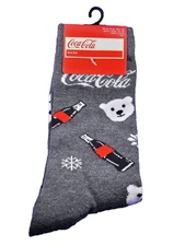 1 Pair Coca-Cola Socks Christmas Coke Bear - Size 6-12 - Licensed Socks new