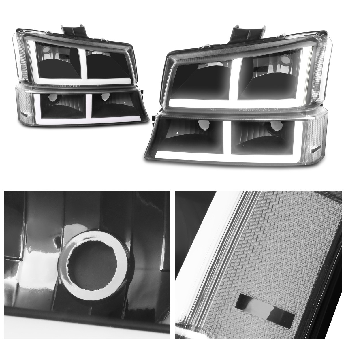 2006 Chevy Silverado Headlight Assembly Clear Lens LED DRL Headlights For 2003-2007 Chevy Silverado & Avalanche - DOT Approved Silverado LED Headlights - Foto 3