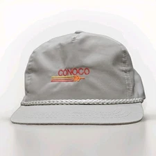 Vintage CONOCO  Rope Hat Strapback Adjustable Light Beige