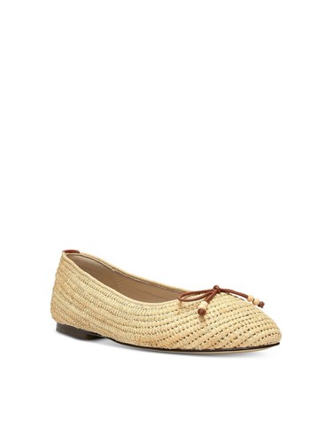 JOIE Womens Beige Woven Padded Beaded Round Toe Slip On Ballet Flats 9.5