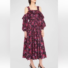 ULLA JOHNSON Caprice floral cotton poplin midi dress Women’s Size 2 NWOT