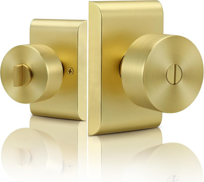Brushed Gold Door Knobs Interior, Gold Zinc-Alloy Heavy Duty Privacy Modern Desi