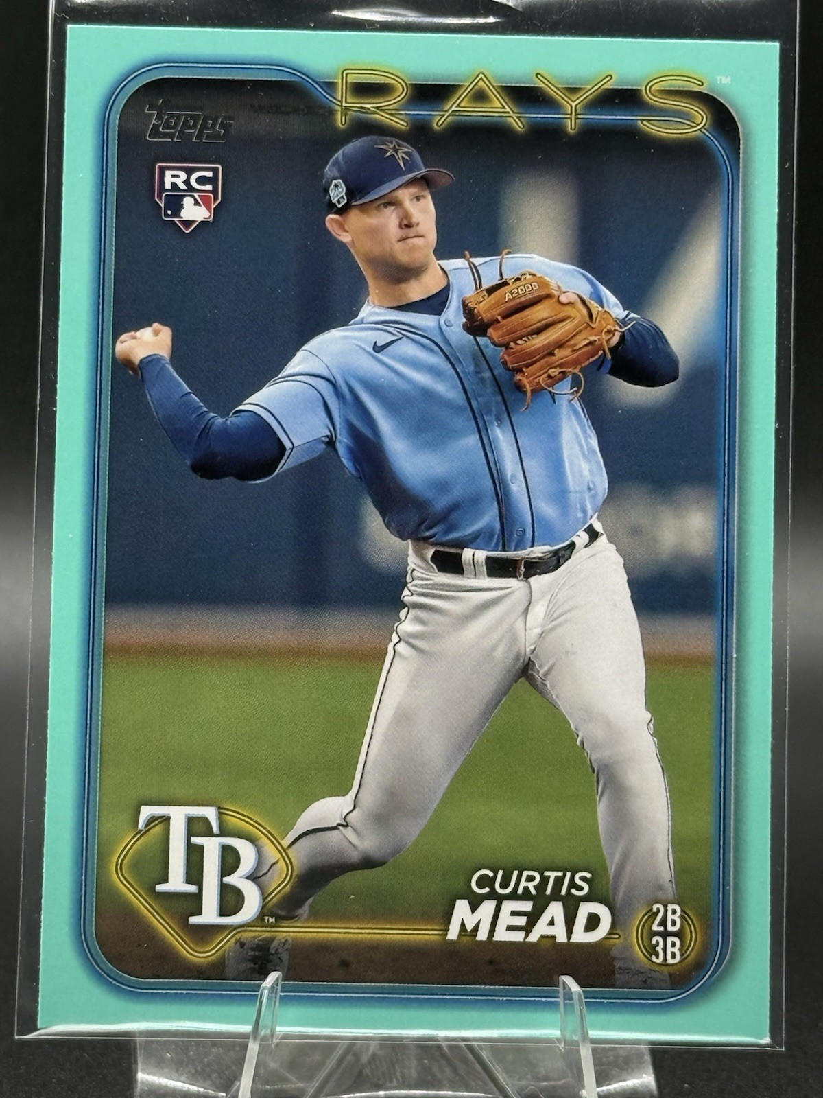 2024 Topps Series 1 #82 Curtis Mead Aqua Fanatics Exclusive RC Rays
