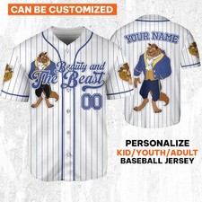 Custom Disney Beauty and the Beast Prince Simple Stripe 3D BASEBALL JERSEY SHIRT