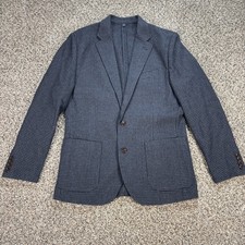 J Crew Thompson Blazer Mens 40 Navy Blue Houndstooth Wool Blend Jacket AA560 NWT