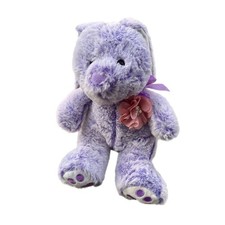 Cute Purple Plush Bunny Stuffed Animal with Flower Bow   Soft Easter Gift