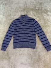 IZOD Sweater Boys Sz M 10/13 Long Sleeve Navy Blue Stripe Sweater School D690