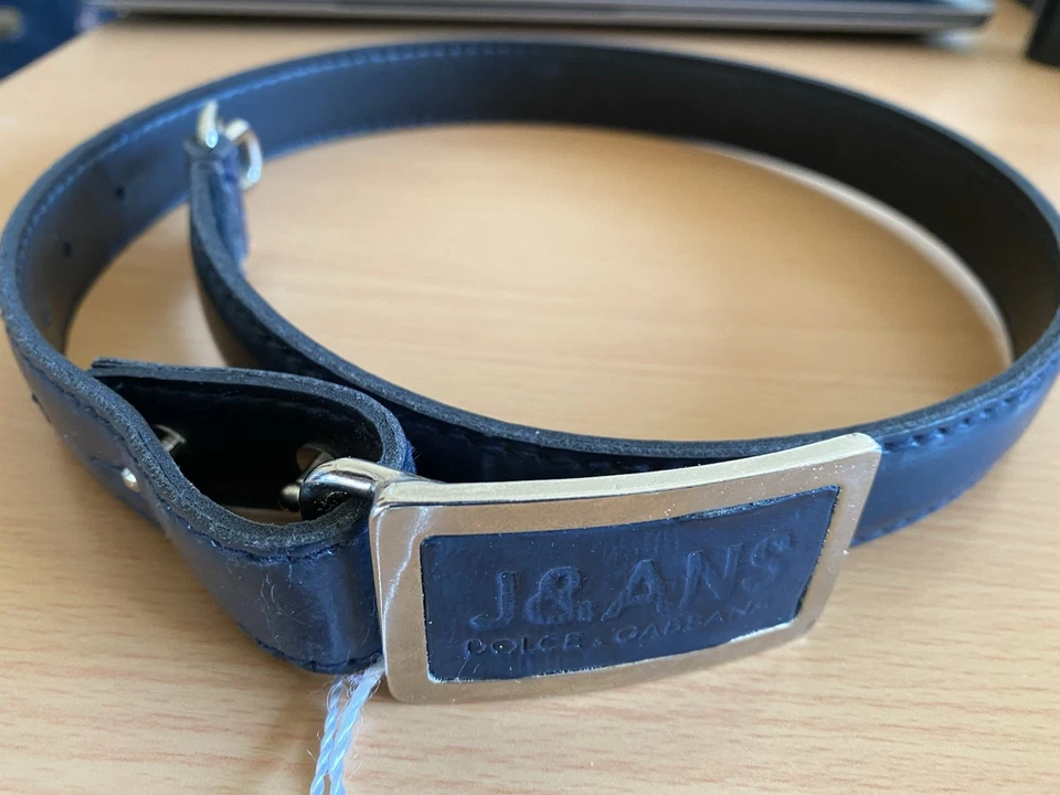 Cinturón Dolce Gabbana J&ANS Azul Marino Cintura Con Hebilla Talla 70 Auténtico Nuevo con etiquetas Foto 2 de 4