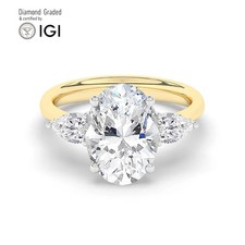 Oval Diamond Trilogy Ring 18k Yellow Gold Labgrown 5.50 Ct Solitaire