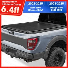 6.4FT Truck Bed Retractable Tonneau Cover For 2003-2025 Dodge Ram 1500 2500 3500