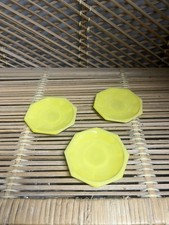 Vintage Akro Agate Company Octagonal 3 Yellow Plates Made in USA