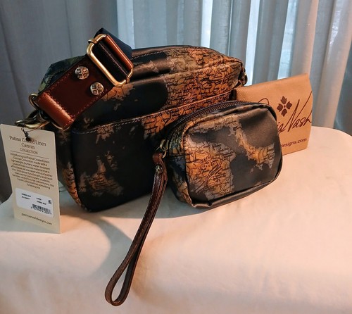 Patricia Nash Piper Coated Canvas Crossbody with Pouch-Greek Map-NWT | eBay