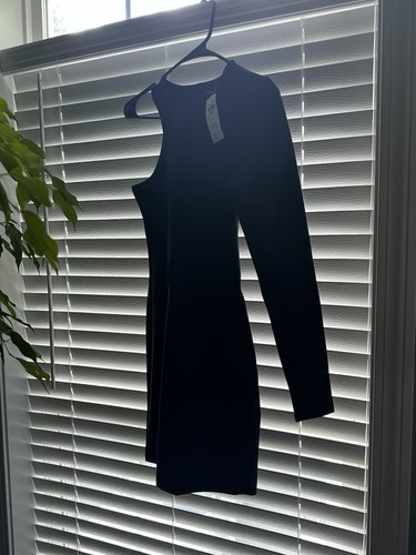 Abercrombie & Fitch Asymmetrical Off Shoulder Stretch Mini Dress Black XS Tall - Picture 6 of 7