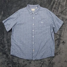 Weatherproof Vintage Linen Blend Shirt XXL Short Sleeve Blue Button Up Casual