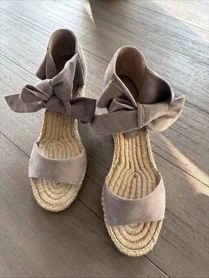 Splendid  Joelle  Dove Gray Suede Ankle Wrap Espadrilles 8 Great Condition!