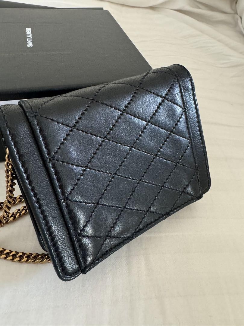 SAINT LAURENT Borsa a tracolla trapuntata nera YSL Mini Gaby