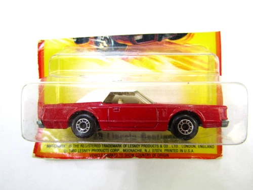VTG 1980 Matchbox Lesney No 28 Lincoln Continental Red Diecast Car Read