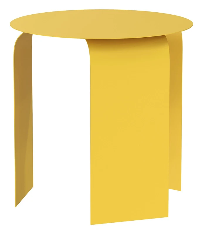 Tavolino Tondo Arredo Divano Soggiorno in Metallo Giallo Ocra Diametro 45 cm, fotografia 6 di 8