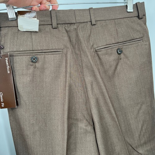 NWT Perry Ellis Brown Suit Size 40S Classic Fit Jacquard Pinstripes Pants 31/32 - Picture 7 of 10