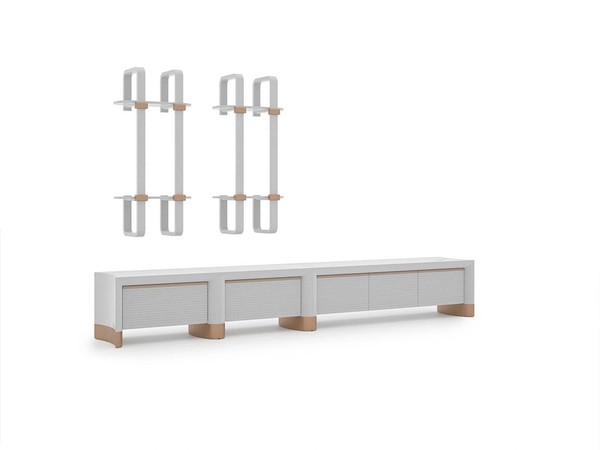Wohnzimmer HolzmöBel Tv-StäNder Design 2X Wandregale Modern Einrichtung-image