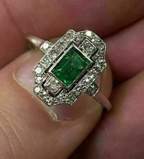 2.70 Ct Emerald Cut Natural Emerald Diamond Wedding Ring 14K Yellow Gold