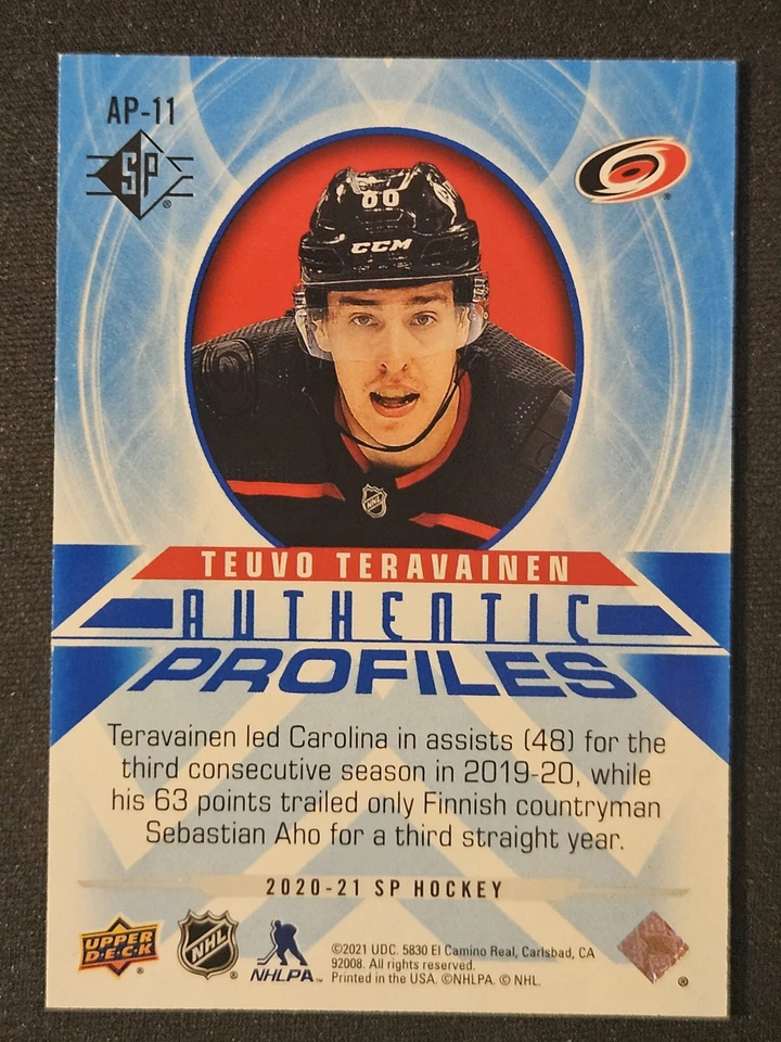 20-21 SP Teuvo Teravainen Authentic Profiles 🚨🚨🚨 Carolina Hurricanes - Image 2 of 2