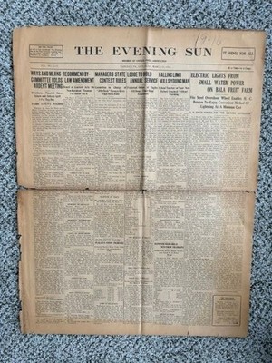 Vintage March 25, 1916 HANOVER, PA The Evening Sun Newspaper Six Complete Pages