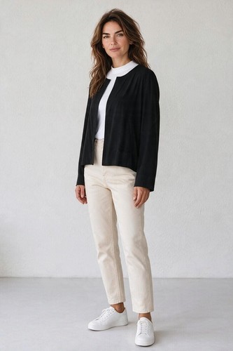 Eileen Fisher, B0 NWT EILEEN FISHER Black Tencel/Poly Lightweight Open Front Jacket L $278
