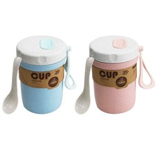 LZYMSZ 2PCS Wheat Straw Soup Cup, 300ml Portable 2 Count Pack of 1 , Blue