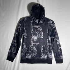 AND1 Boys Graffiti Hoodie Sweatshirt Urban Streetwear Y2K Athleisure Black Sz XL