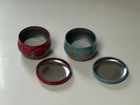 2 ornate red and blue Metal candle holders with intricate designs — photo 3