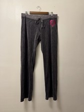 Vintage Juicy Couture Velour Velvet Gray Large Track Pants Made In USA NWT