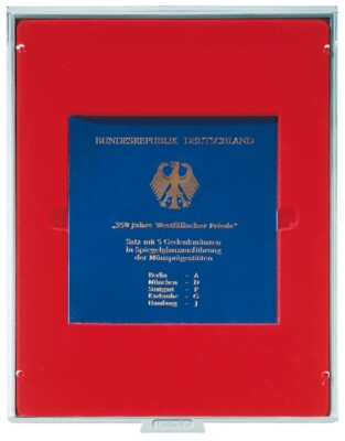 LINDNER 2211 COIN BOX Standard Set 5x 10 DM Commemorative Coins Set PP Blister