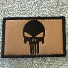 PUNISHER SKULL 2x3 Embroidered Morale Patch Hook Backing Brand New