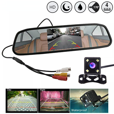 Einparkhilfe Rückfahrkamera Mit 4,3 Zoll Farb LCD HD Rückspiegel Monitor