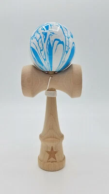 NEW 7" Super Kendama Blue White Skulls Pattern Ball Japanese Skill Toy Beechwood