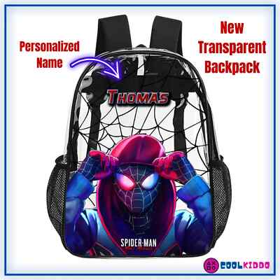 Miles Morales Spider Verse Movie Inspired Transparent Clear Backpack for School