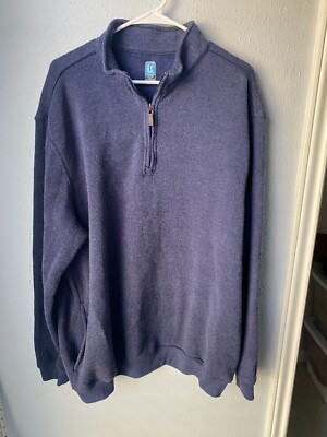 PGA Tour Mens Half-Zip Pullover Sweatshirt XL Navy Blue Long Sleeve Pockets 