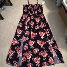 NWT Pacific Vibes Dress Women XL Red Summer Floral Maxi Smock Spaghetti Strap