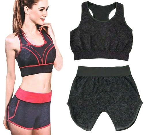 TUTA DONNA SPORTIVA COMPLETO CANOTTA TOP PANTALONCINO SHORTS SEXY YOGA  PALESTRA | eBay