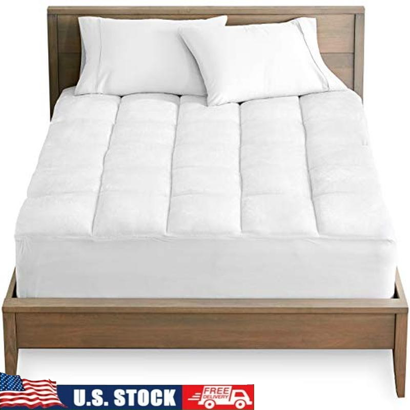 Twin XL Cooling Pillow Top Mattress Protector Soft Fitted Deep Pocket White  