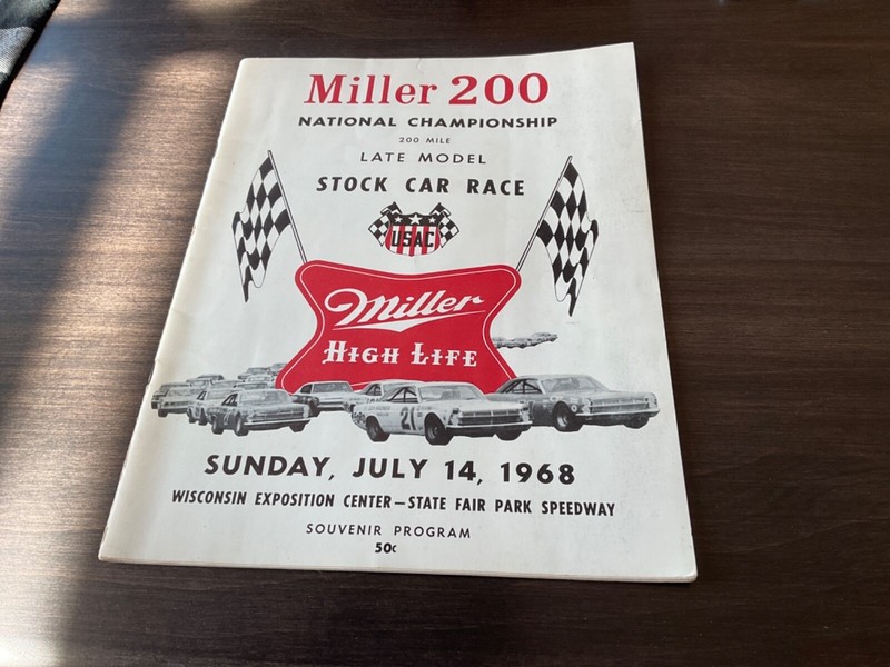 VINTAGE MILLER 200 NATIONAL CHAMPIONSHIP 200 MILE STOCK CAR RACE 1968  PROGRAM 