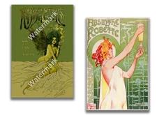 2 Iconic Vintage Parisian Green Fairy Absinthe Antique Poster 24" x 36" - Gift